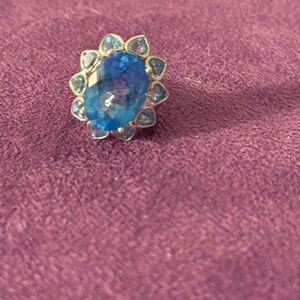 Elegant Blue Gemstone Silver Ring